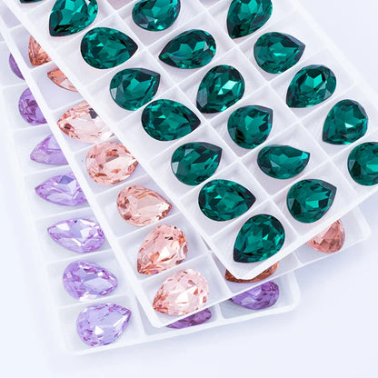 Twinkling Violet Tear Drop K9 Glass Rhinestones Glass Crystal Pointback Rhinestones Glue on Garment Crafts Jewelry Accessories