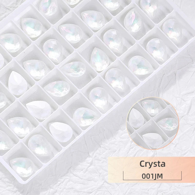 New Design Drop Rhinestones 7x10mm Pointback Crystal Strass Korean Style Glue On Nails Stones Glitter Glass Rhinestone