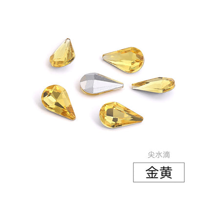 Long Drop Teardrop Diamond Rhinestones - Silver Crystal Luggage Jewelry Nail Art Clothing Hair Accessories