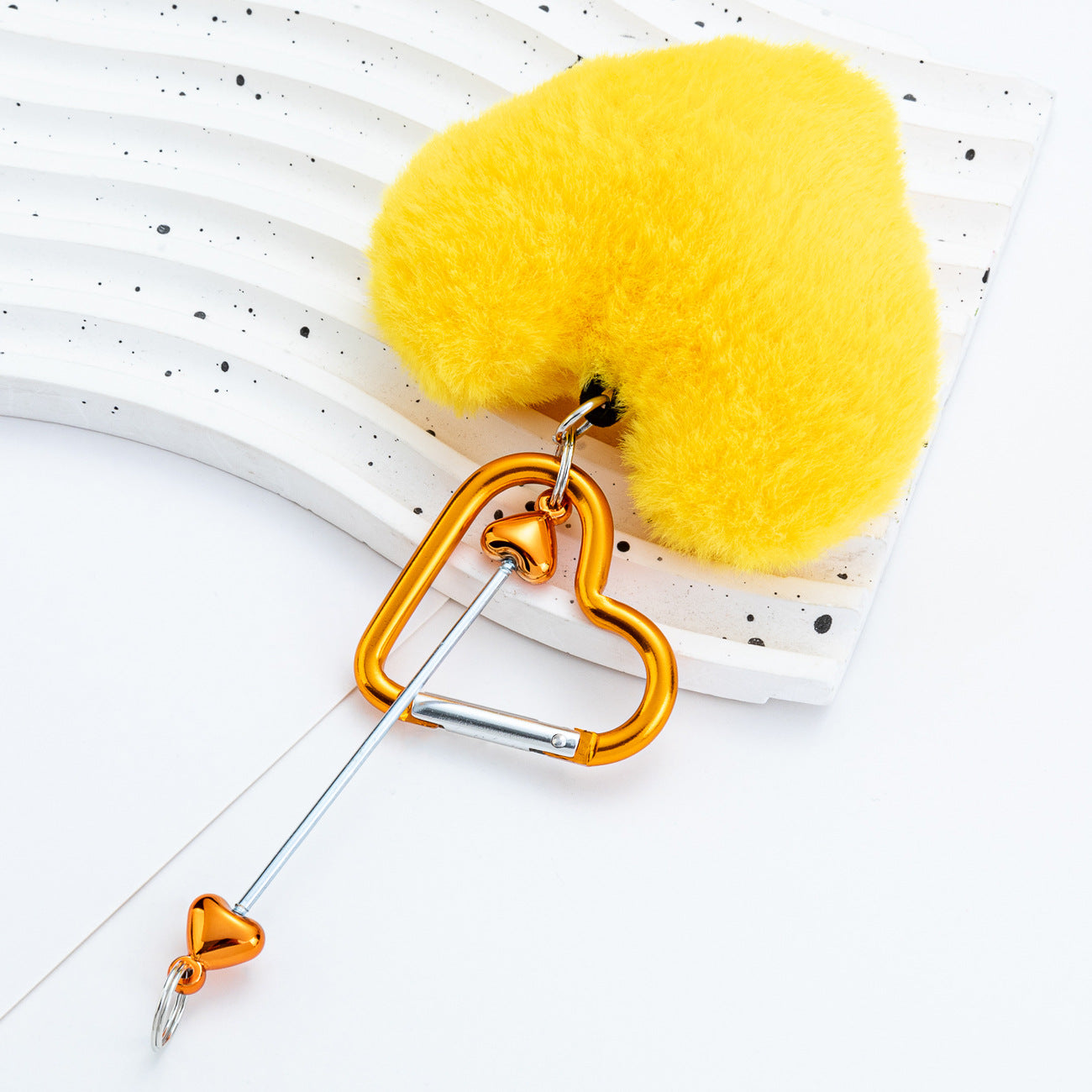 DIY Beaded Love Carabiner - Plush Pendant Love Lock Buckle Hairball Carabiner Wholesale