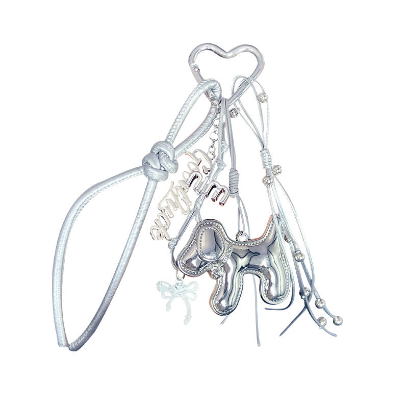 Handmade DIY silver tether key chain pendant couple car school bag keychain female miu tie bag pendant