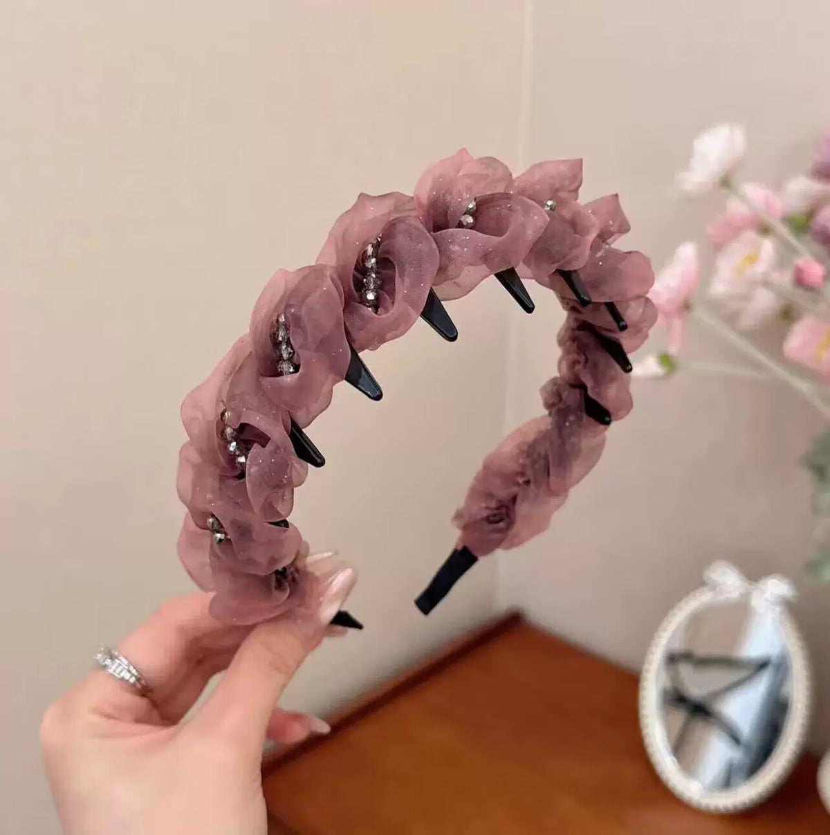 Elegant mesh high crown headband for women, new face-washing special toothed headband for daily wear, pressed hairpin headwear