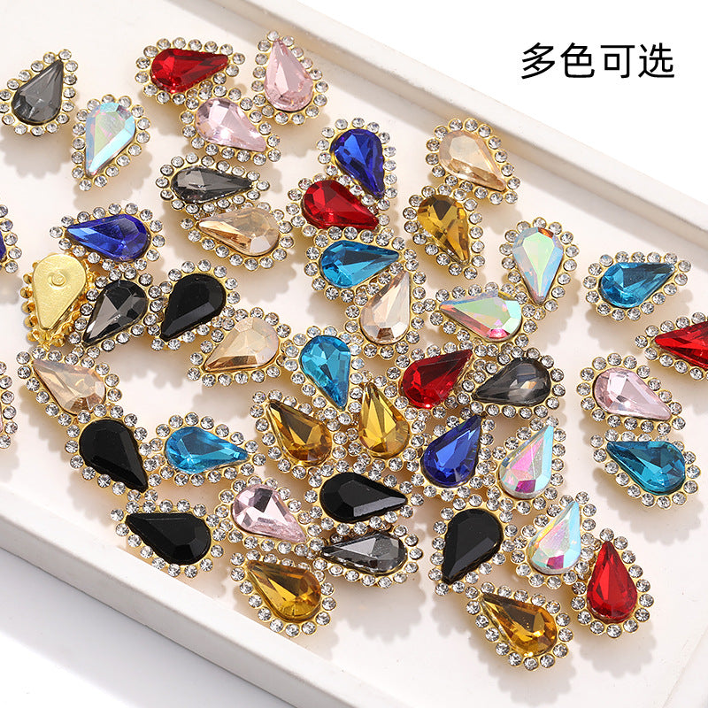 Colorful pointed waterdrop sunflower edged flower plate diamonds double-layer hand-sewn glass diamonds - clothing, hair accessories, DIY accessories
