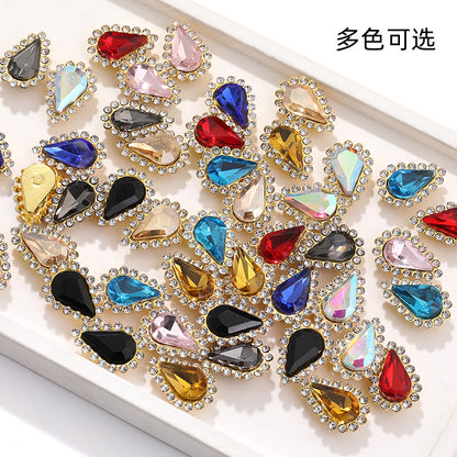 Colorful pointed waterdrop sunflower edged flower plate diamonds double-layer hand-sewn glass diamonds - clothing, hair accessories, DIY accessories