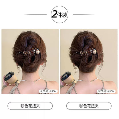 Elegant and sophisticated floral twist hair clips for women, 2026 new high-end back hair clip, straight duckbill clip