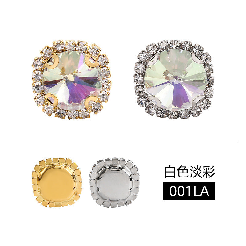 New border satellite light color crystal buttons with hand-stitched glass diamonds thickened base base - clothing and luggage DIY accessories