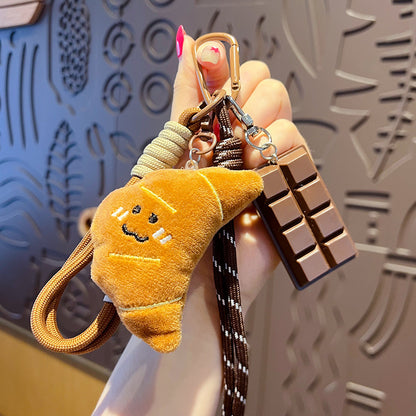 Creative MIU plush bread bracelet keychain pendant couple car key chain bag pendant small gift