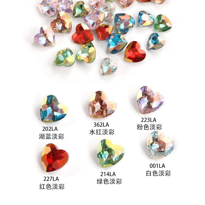 Xichuan heart-shaped light color LA series peach heart pointed bottom glass rhinestone DIY phone case accessories pointed bottom diamond sticker