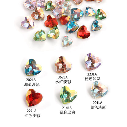 Xichuan heart-shaped light color LA series peach heart pointed bottom glass rhinestone DIY phone case accessories pointed bottom diamond sticker