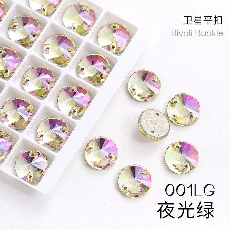 Flat buckle hand-stitched satellite mocha glass diamond flat bottom crystal stone ultra-sparkle-resistant clothing and luggage accessories