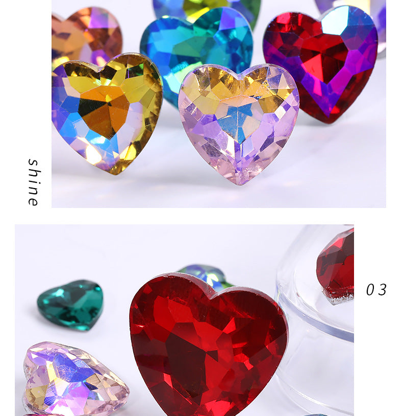 Heart Pointed Bottom Diamond Rhinestones - Crystal Glass Phone Sticker Clothing Headband Jewelry Accessories