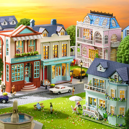 Wisdom House DIY Cottage Mini Home Series Wooden Handmade Can Be Opened and Closed Homemade Multi-level Gift Girls