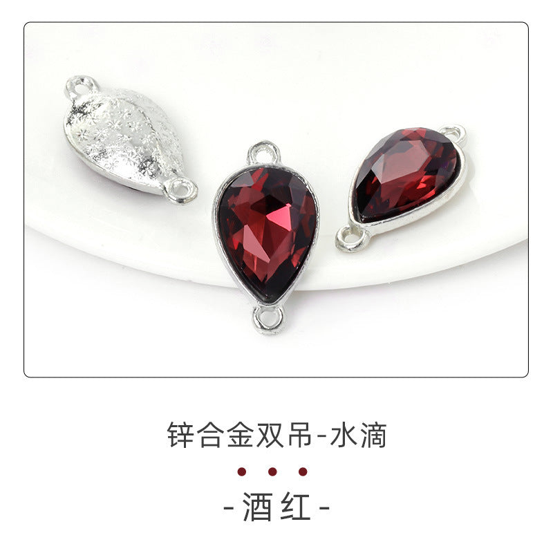 Direct supply of waterdrop double pendants, zinc alloy pendants, earrings, bracelets, jewelry accessories, high-value waterdrop double pendants