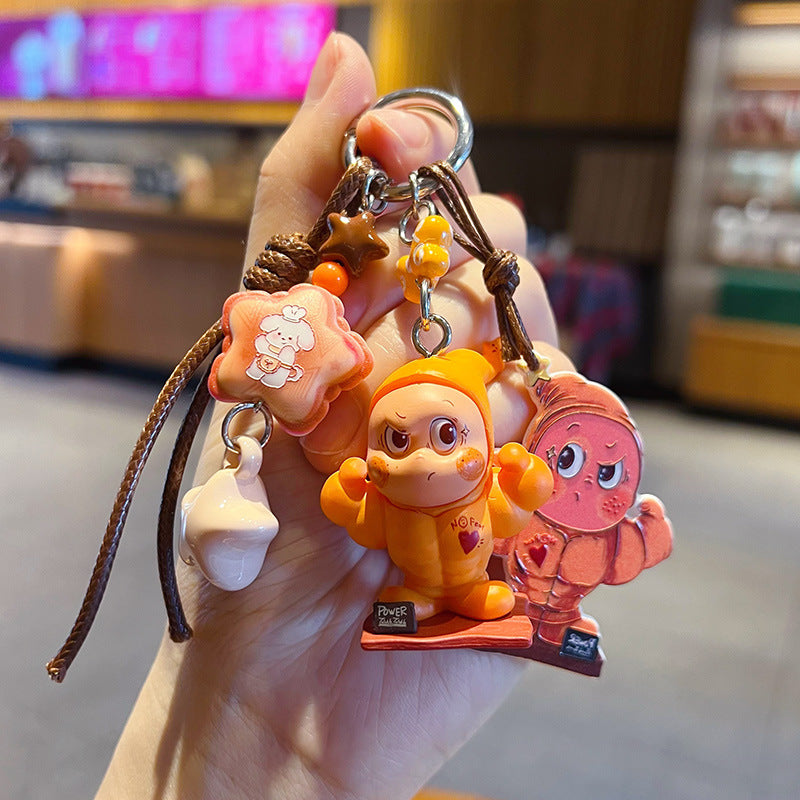 DIY small violin slippery star man beaded keychain small pendant cute bag cute grain modified baby doll doll pendant