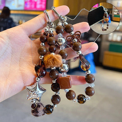 Creative Handmade DIY Fall and Winter Maillard Mobile Phone Chain Pendant Beaded Car Bag Keychain Charm Accessories