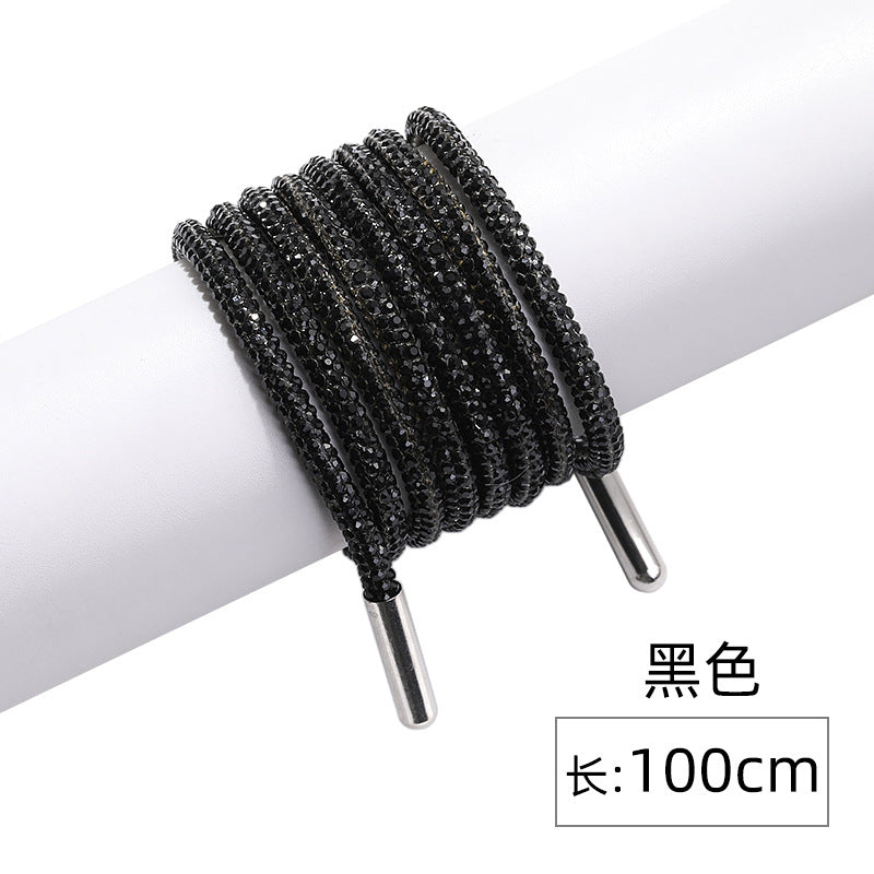 Crystal cord, drill rope, full diamond, ultra-glitter round soft tube, 6-row drill rope, coat strap, hat strap, shoelace, bag and pants strap, DIY accessory for accessories