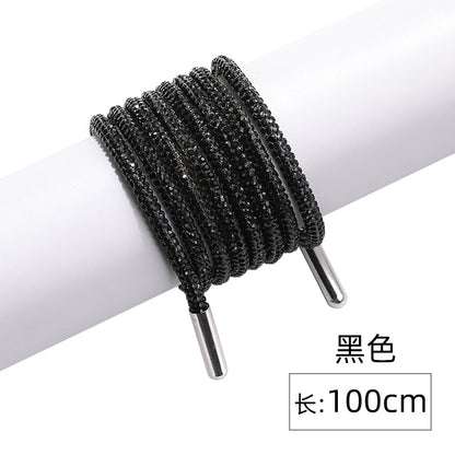 Crystal cord, drill rope, full diamond, ultra-glitter round soft tube, 6-row drill rope, coat strap, hat strap, shoelace, bag and pants strap, DIY accessory for accessories