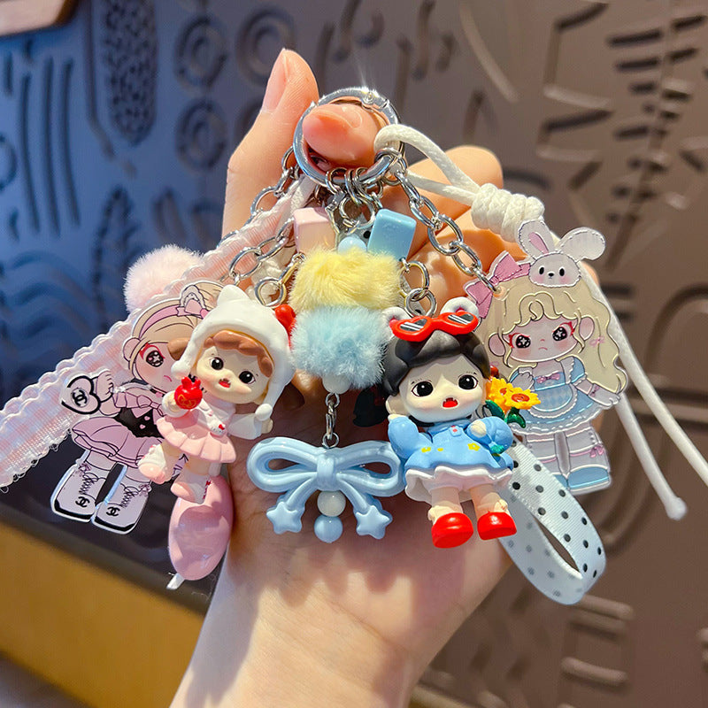 Handmade DIY cute grain zorra hand rope buckle pendant cute cartoon girl heart bag doll doll charm wholesale