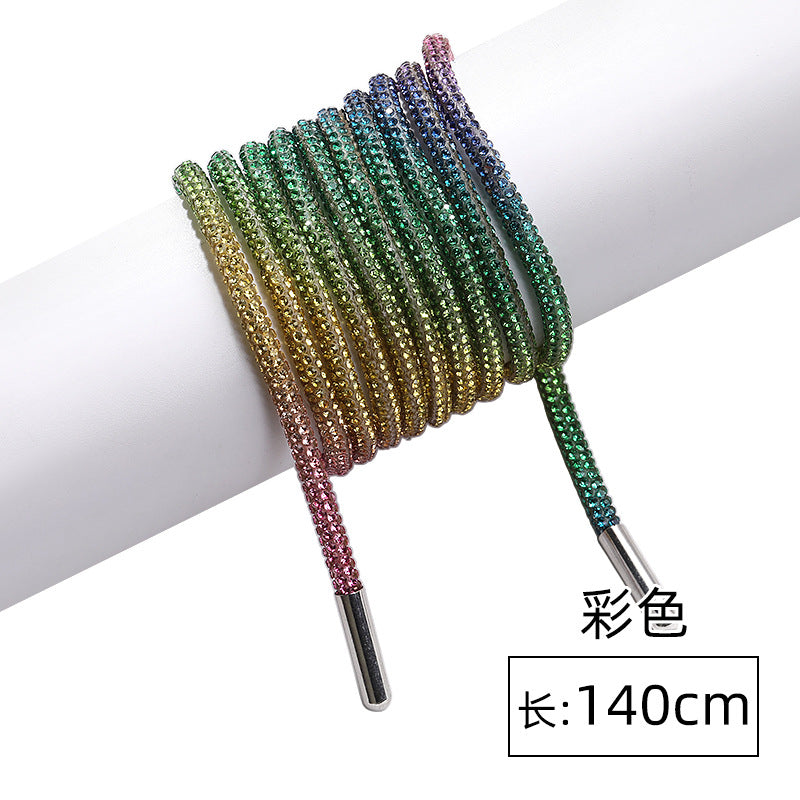 Crystal cord, drill rope, full diamond, ultra-glitter round soft tube, 6-row drill rope, coat strap, hat strap, shoelace, bag and pants strap, DIY accessory for accessories