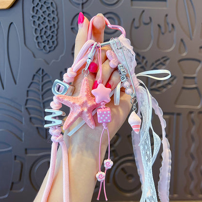 Creative miu starfish bracelet keychain bag pendant simple couple DIY car keychain pendant wholesale