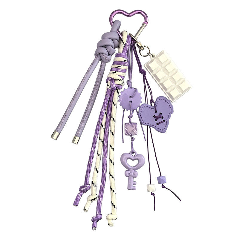 Creative Acrylic Love Braided Rope Women's Bag Keychain Pendant Student School Bag Keychain Pendant Gift