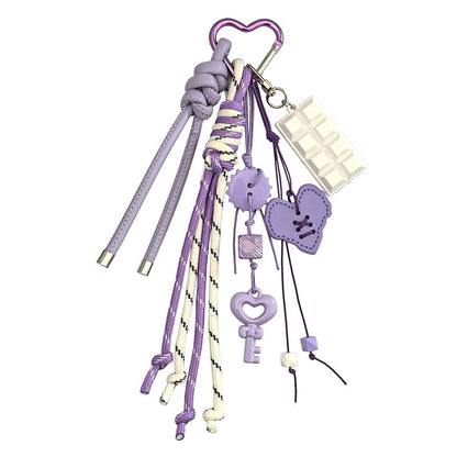 Creative Acrylic Love Braided Rope Women's Bag Keychain Pendant Student School Bag Keychain Pendant Gift