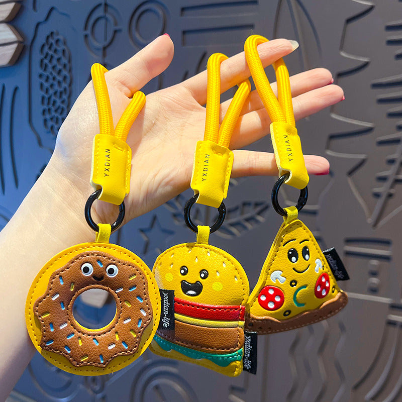 Creative PU leather simulation food keychain pendant couple hamburger car keychain bag pendant small gift