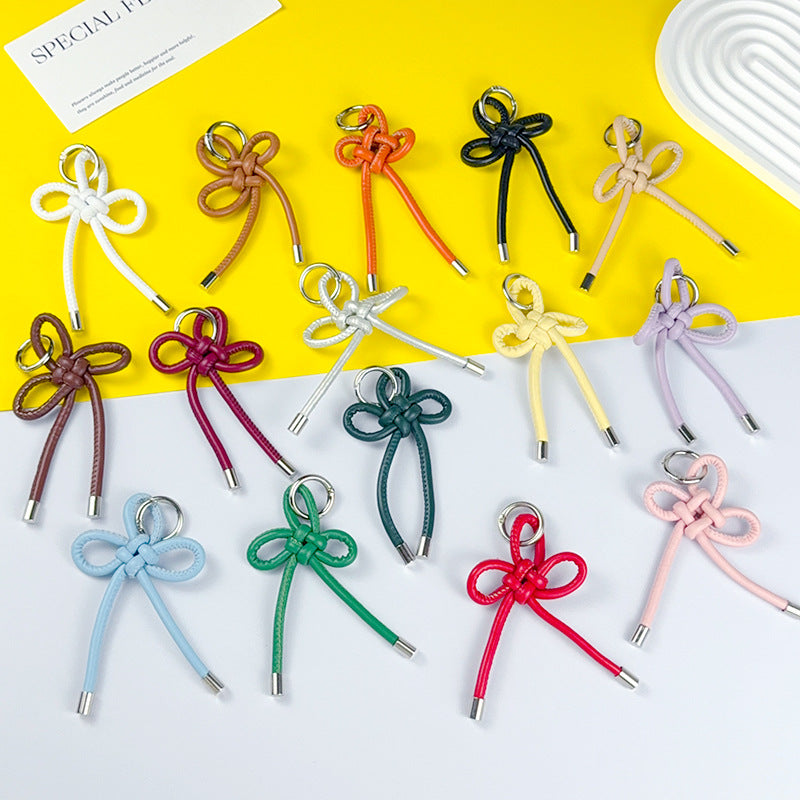 Creative PU leather Chinese knot keychain pendant accessories couple miu bag keychain pendant small gift