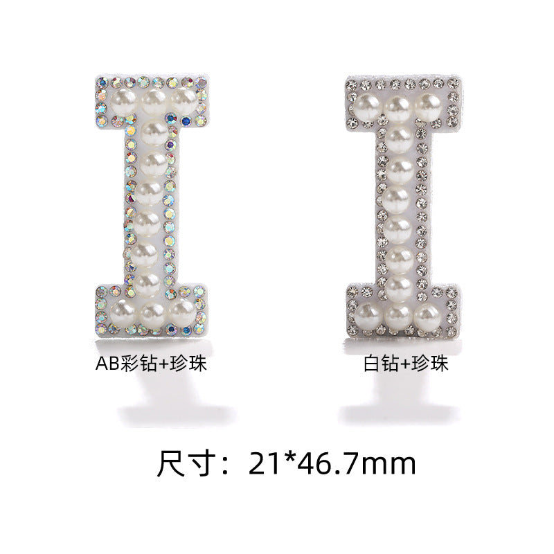English Letter Hot Patch Stickers - 26 Letters White Imitation Pearl DIY Clothing Accessories