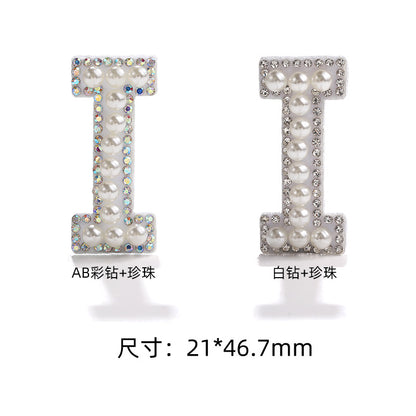 English Letter Hot Patch Stickers - 26 Letters White Imitation Pearl DIY Clothing Accessories