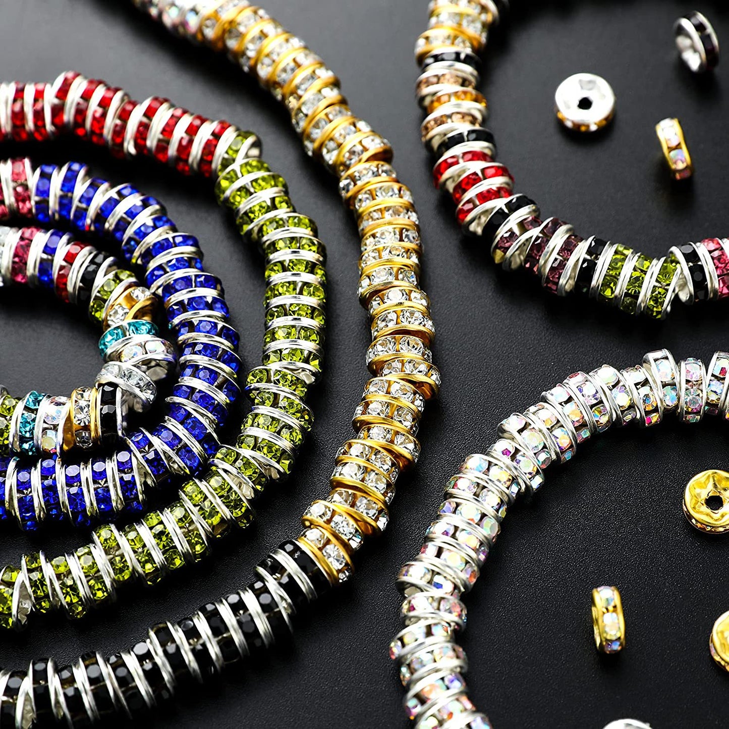 Handmade accessories diamond ring bead separator color bracelet diamond encrusted spacer wheel rim 6 8 10 12mm DIY jewelry accessories