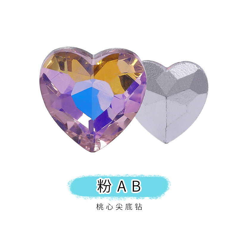 Heart Pointed Bottom Diamond Rhinestones - Crystal Glass Phone Sticker Clothing Headband Jewelry Accessories