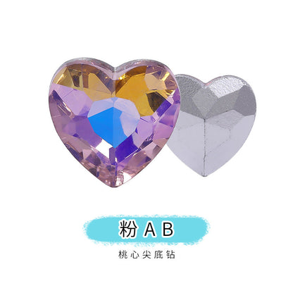 Heart Pointed Bottom Diamond Rhinestones - Crystal Glass Phone Sticker Clothing Headband Jewelry Accessories