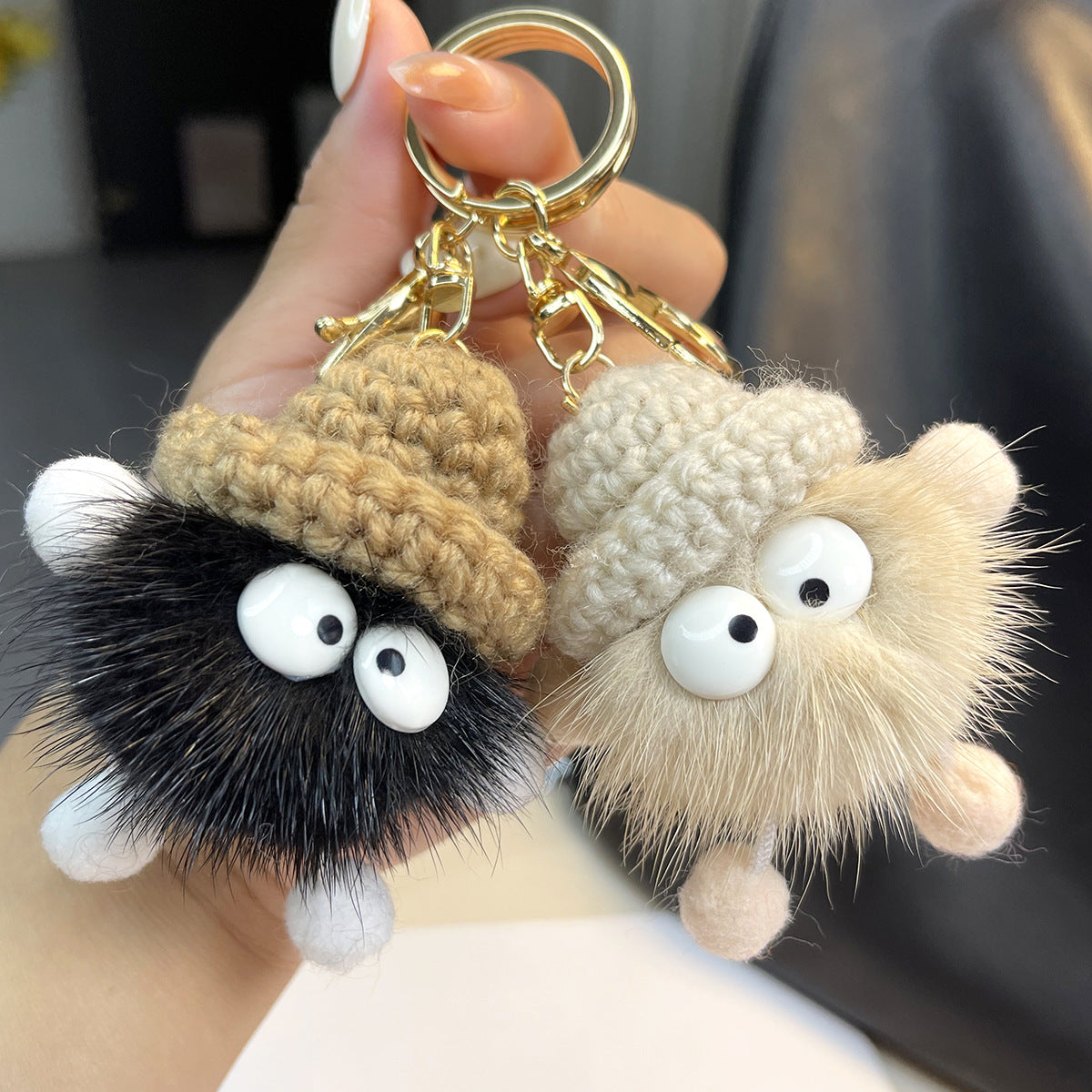 Imitation mink fur small briquette plush pendant, car keychain pendant, trinket, plush bag pendant, school bag pendant