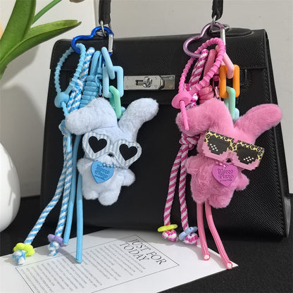 Cute Personality Plush Rabbit Couple Girlfriend Bag Keychain Doll Doll Pendant Keychain Pendant Wholesale