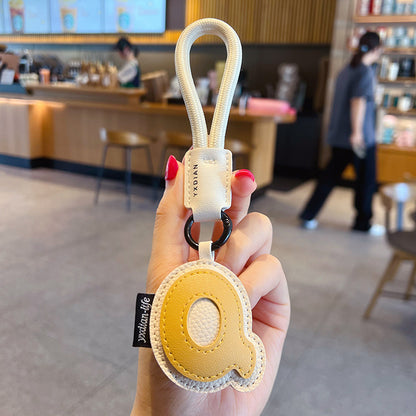 Creative PU leather 26 English letter keychain pendant simple couple car bag keychain pendant gift