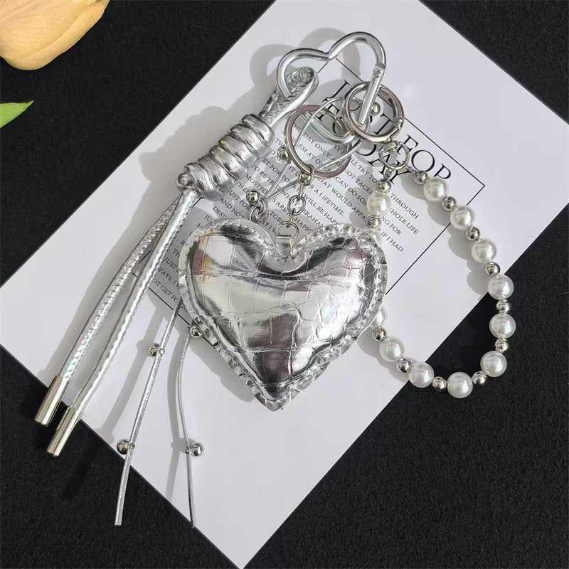 MIU series high-end pendant silver love keychain butterfly festival bag pendant braided rope accessories