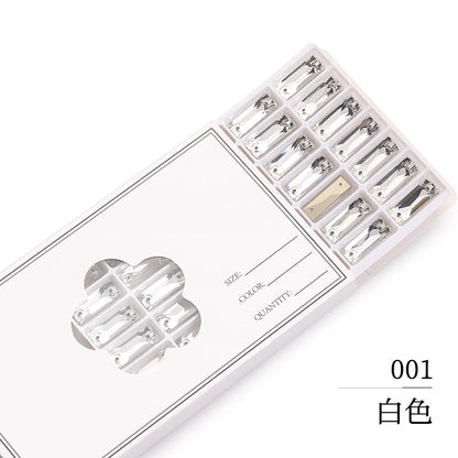 Double Hole Long Bar Flat Bottom Rhinestone - Hand-Stitched Scratch-Resistant AB Color Straight Strip Flat Buckle for Clothing Luggage