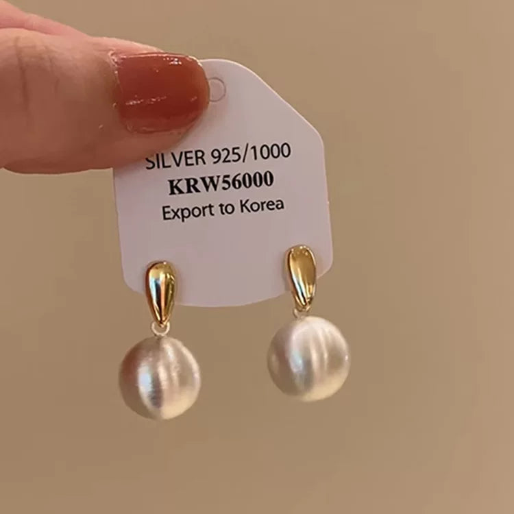 2026 New Hot Large Bite-Mouth Pearl Stud Earrings for Women, High-End Light Luxury Elegant Earrings 925 Silver Needle Earrings