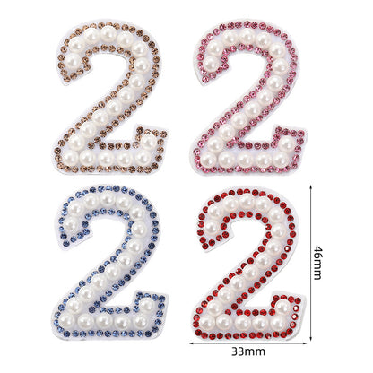 Wholesale 0-9 Pearl Nonwoven Fabric Colorful Digital Stickers with Adhesive Number Stickers DIY Creative Clothing and Bag Decorations