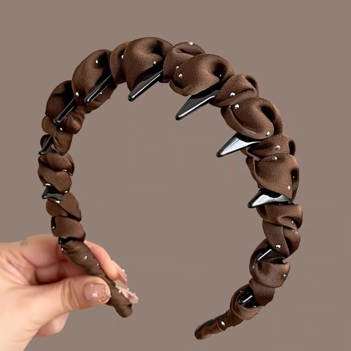 Elegant fabric with a starry sky-high headband for women, high-end new high-crown headband with teeth, face-washing hair clip, for everyday outdoor wear