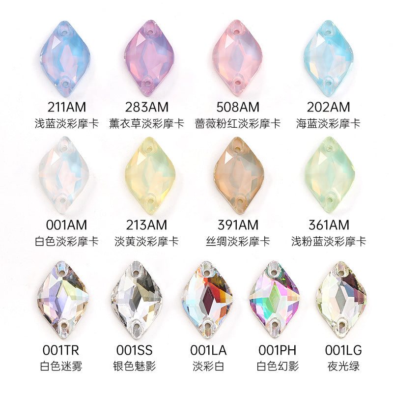 Xichuan New K9 Lemon Flat Buckle Flat Bottom Double-Hole Beveled Glass Hand-Sewn Diamond Clothing DIY Accessories