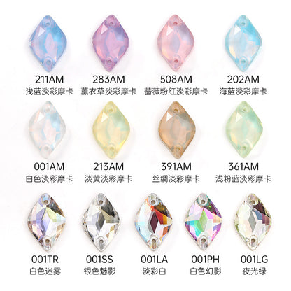 Xichuan New K9 Lemon Flat Buckle Flat Bottom Double-Hole Beveled Glass Hand-Sewn Diamond Clothing DIY Accessories