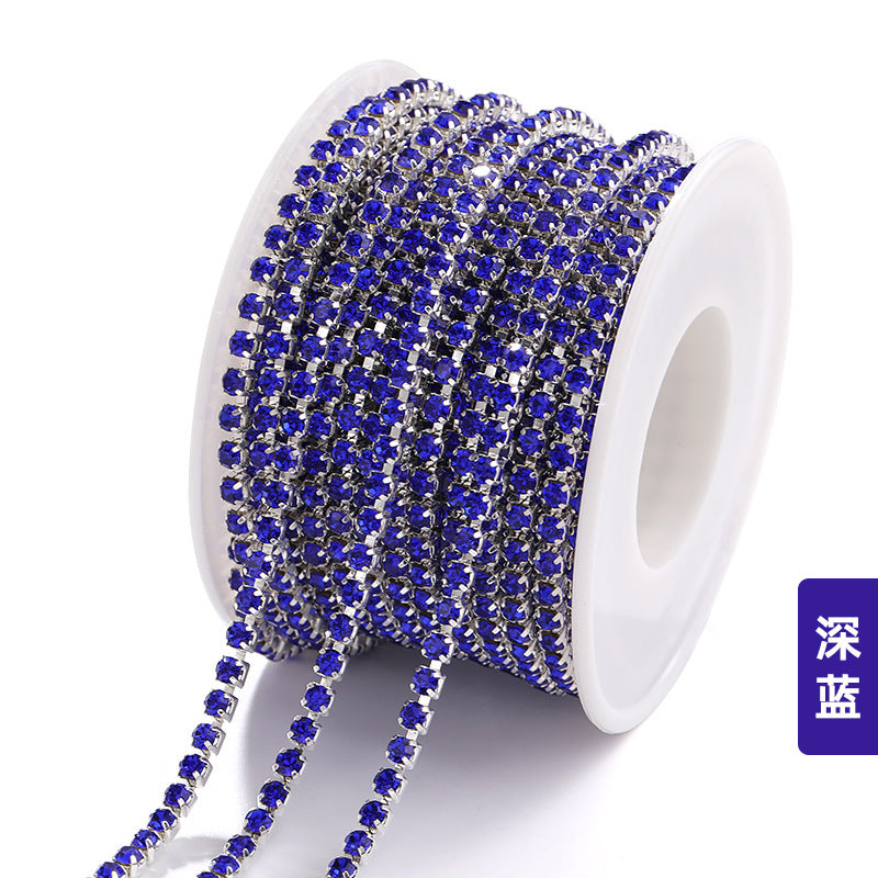 Hot Selling Multicolor White K Claw Chain 2 2.5 2.8 3mm Dense Crystal Glass Drill Claw Chain DIY Clothing Decorations
