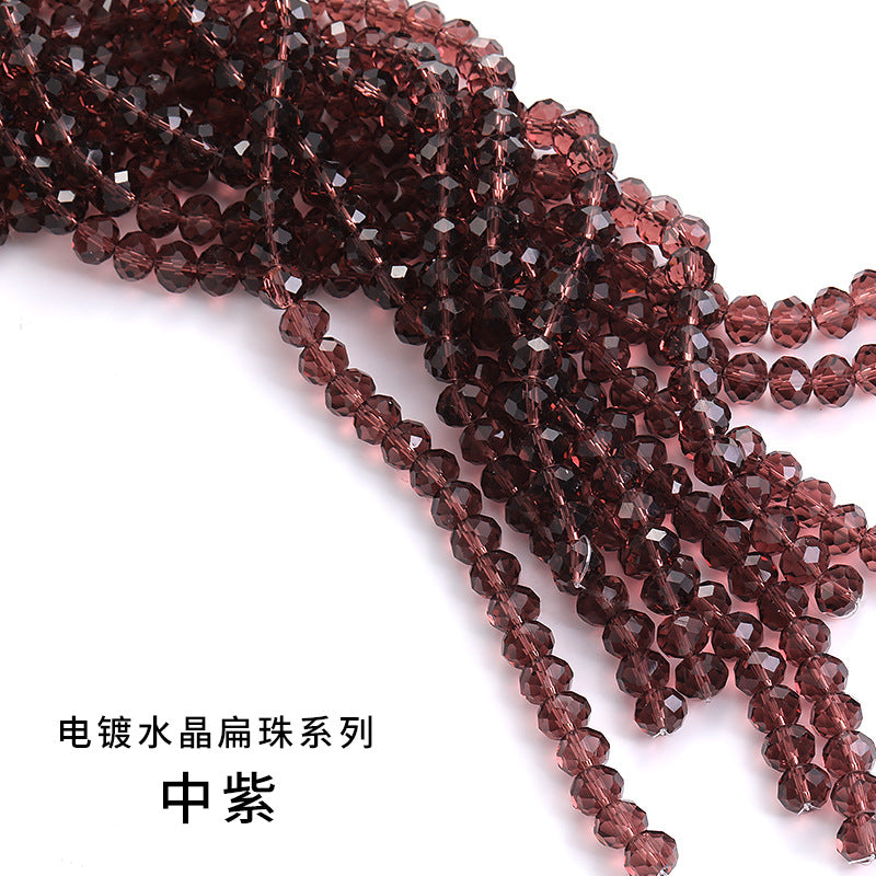10mm electroplated crystal flat beads with glass through-hole beads, DIY accessories wholesale bead stringing accessories, crystal loose bead lanyards