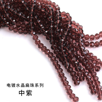 10mm electroplated crystal flat beads with glass through-hole beads, DIY accessories wholesale bead stringing accessories, crystal loose bead lanyards