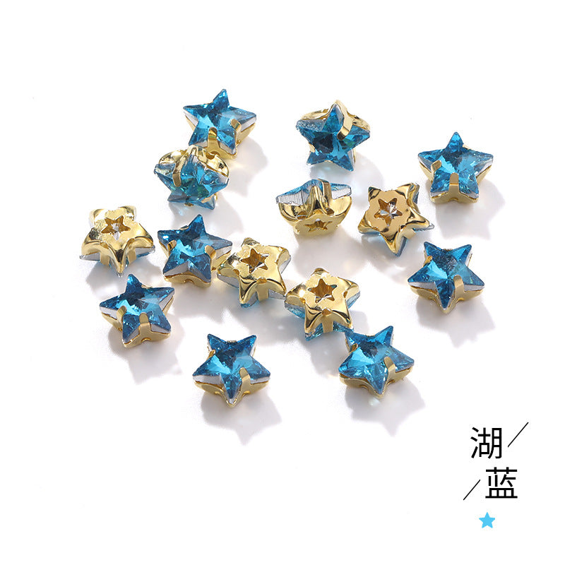 New 10mm five-pointed star hand-stitched glass thickened claw drill 3D DIY wedding dress, clothing, shoes, bags, hair clips, accessories