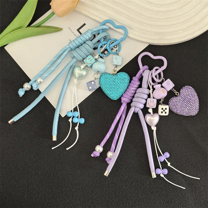 Cross-border hot selling full diamond peach heart keychain pendant backpack pendant accessories car key pendant fashion accessories