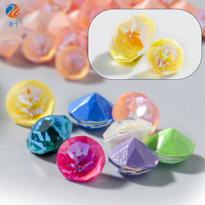 Shiyue Face Round Mocha Luminous Crystal Glass Diamond Pointed Bottom Nail Art Diamond DIY Accessory Match