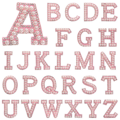 Hot Heat Patch Stickers with 26 English Letters DIY Accessories Clothing Accessories White Diamond Pink Nonwoven Fabric Stickers